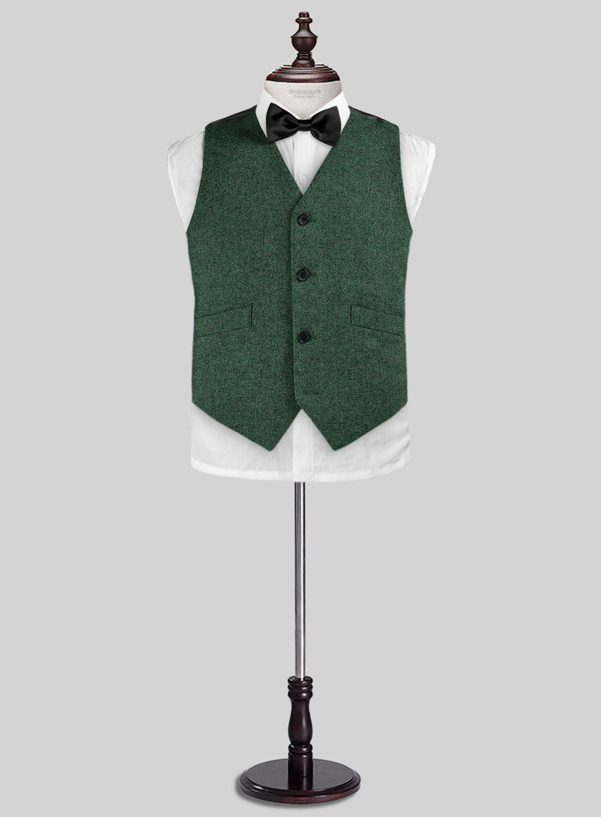 Bottle Green Herringbone Tweed Boys Suit - StudioSuits