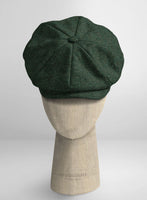 Bottle Green Herringbone Tweed Newsboy Cap - StudioSuits