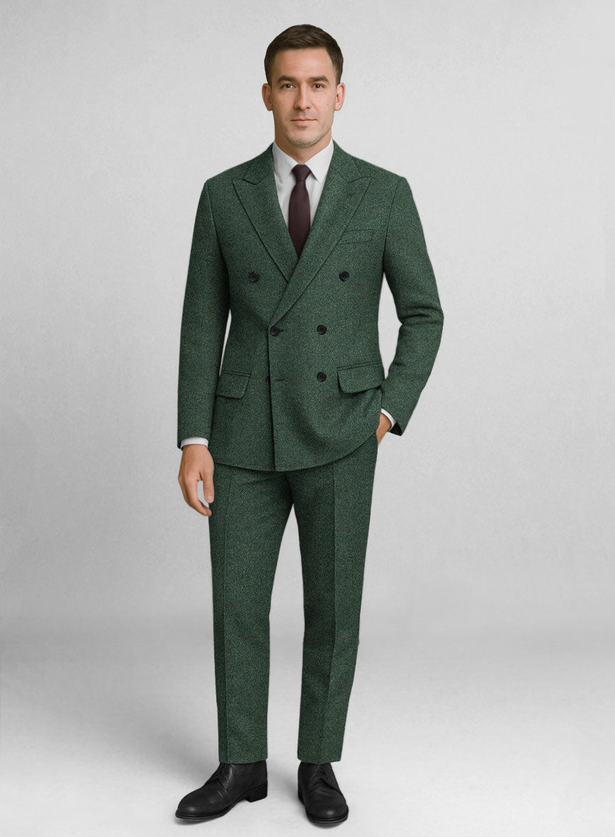 Bottle Green Herringbone Tweed Suit - StudioSuits
