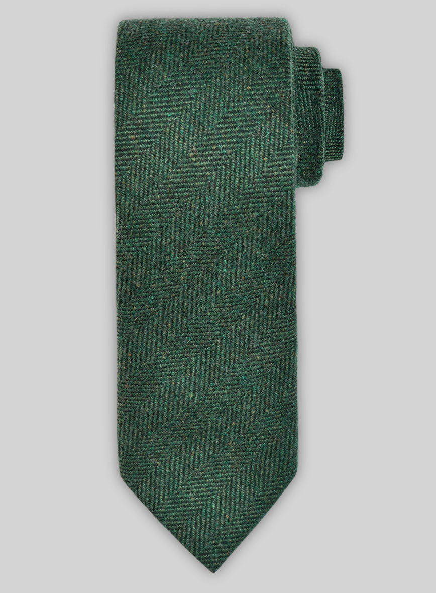 Tweed Tie - Bottle Green Herringbone - StudioSuits
