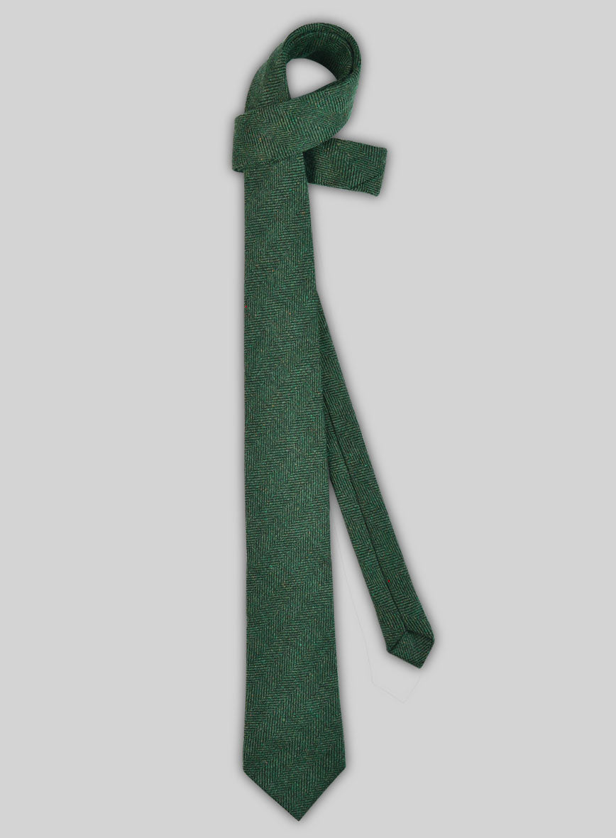 Tweed Tie - Bottle Green Herringbone - StudioSuits