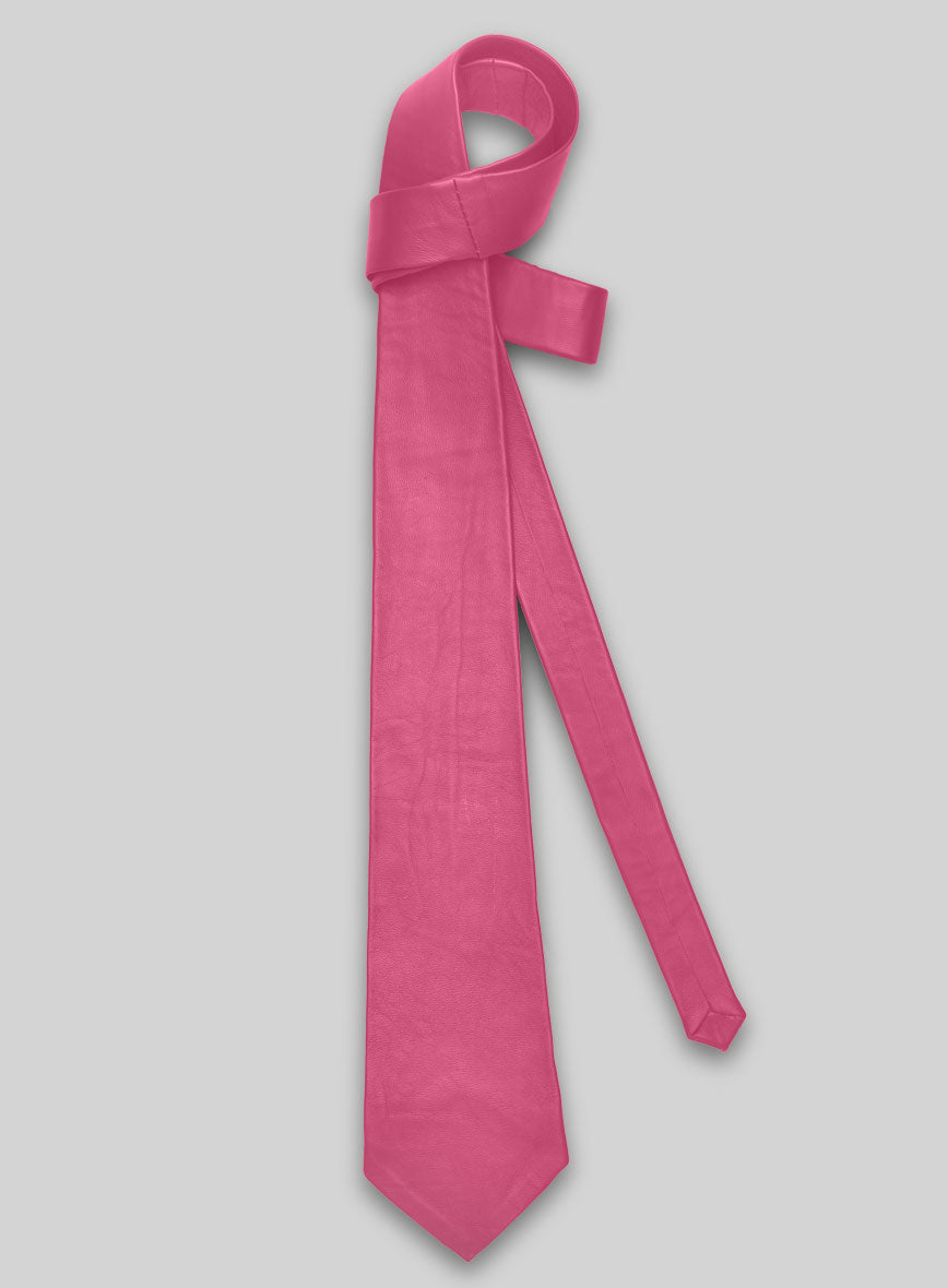 Bright Pink Leather Tie - StudioSuits