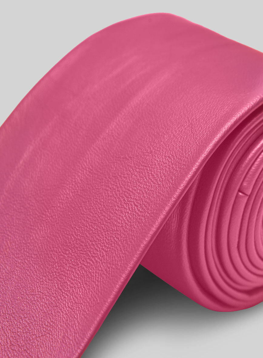 Bright Pink Leather Tie - StudioSuits