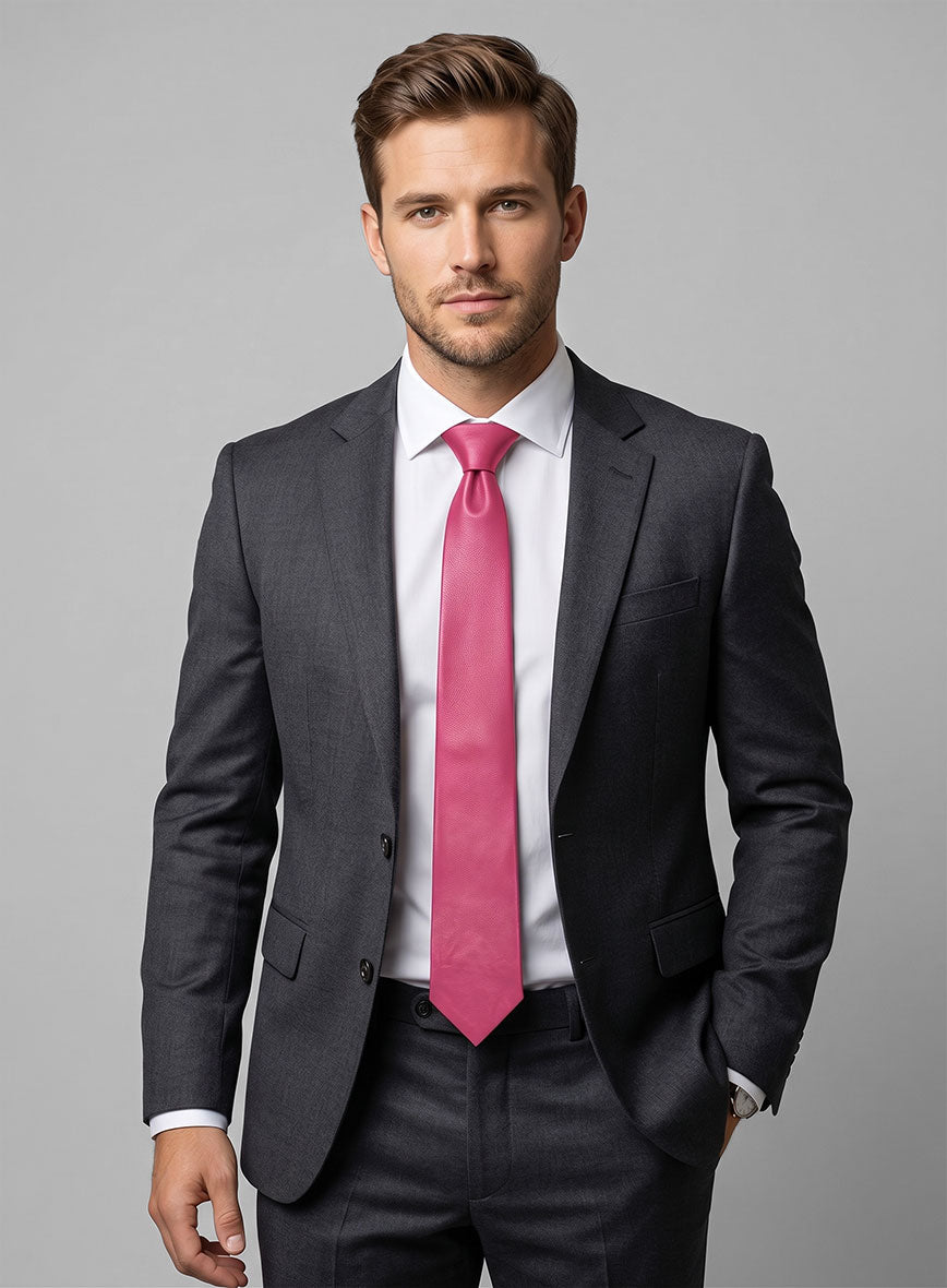 Bright Pink Leather Tie - StudioSuits