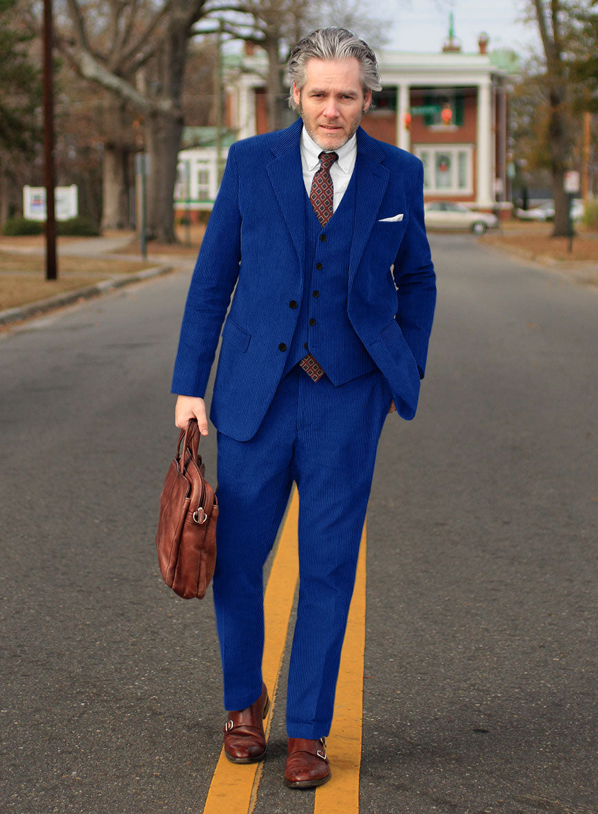 Bright Blue Thick Corduroy Suit - StudioSuits