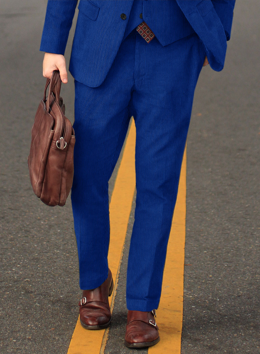 Bright Blue Thick Corduroy Suit - StudioSuits