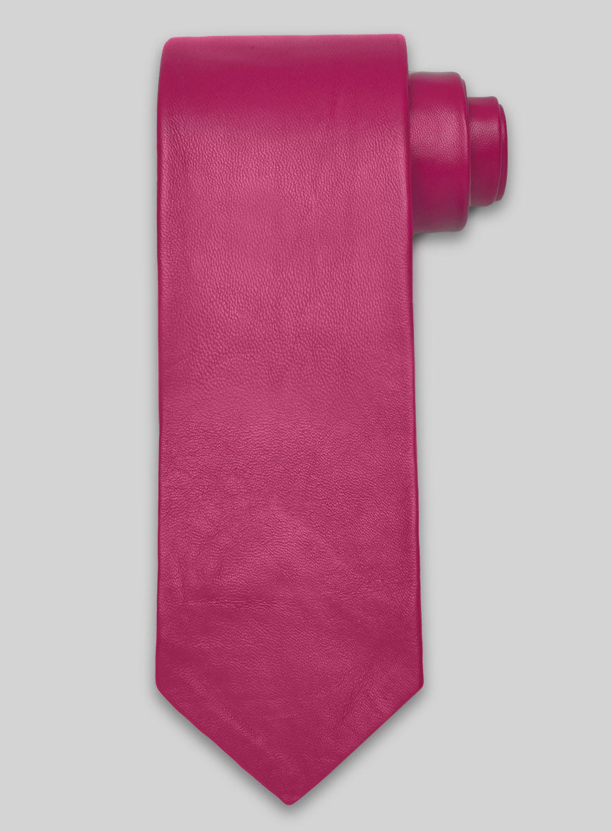 Bright Pink Leather Tie - StudioSuits