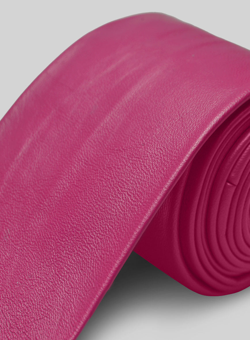 Bright Pink Leather Tie - StudioSuits