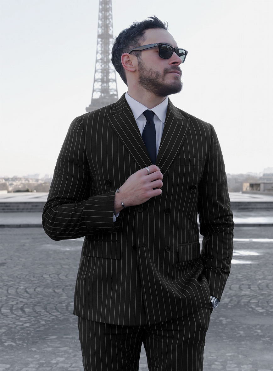 Bristol Black Rope Stripe Double Breasted Jacket - StudioSuits