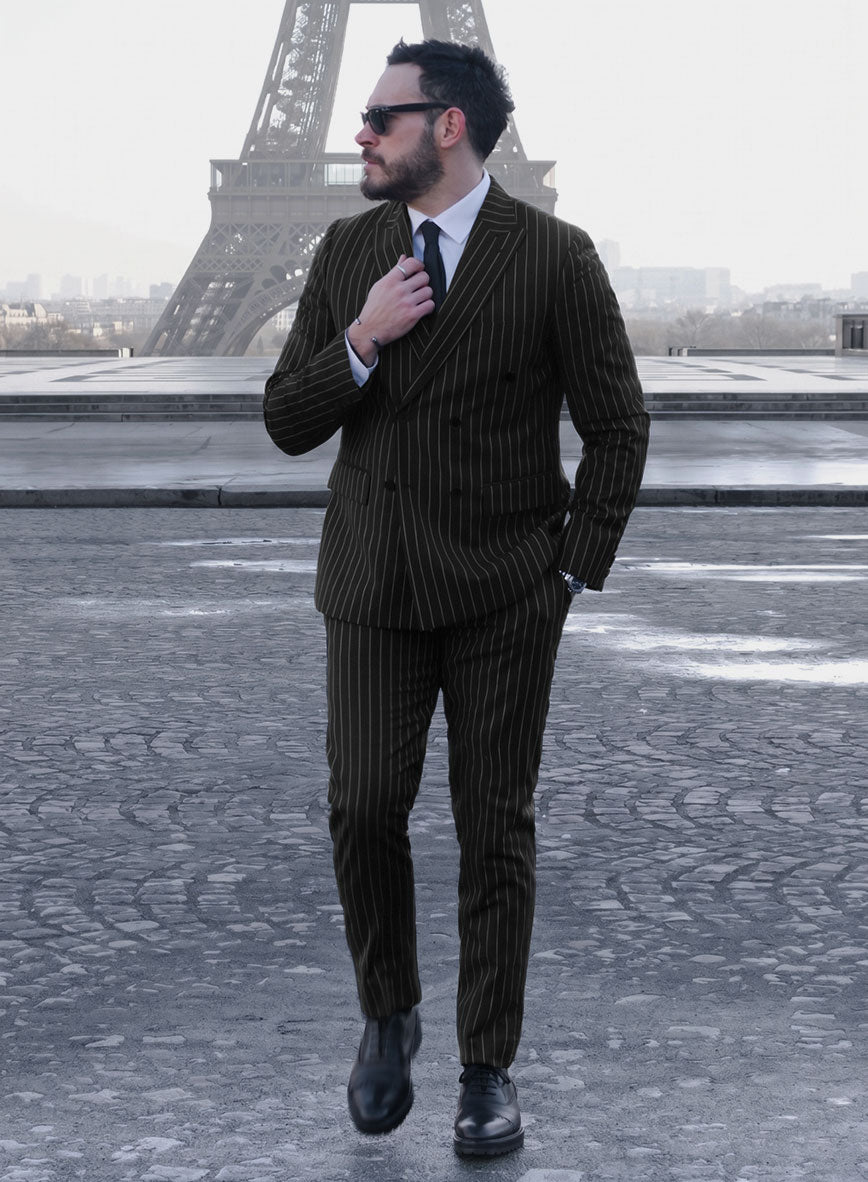 Bristol Black Rope Stripe Double Breasted Suit - StudioSuits