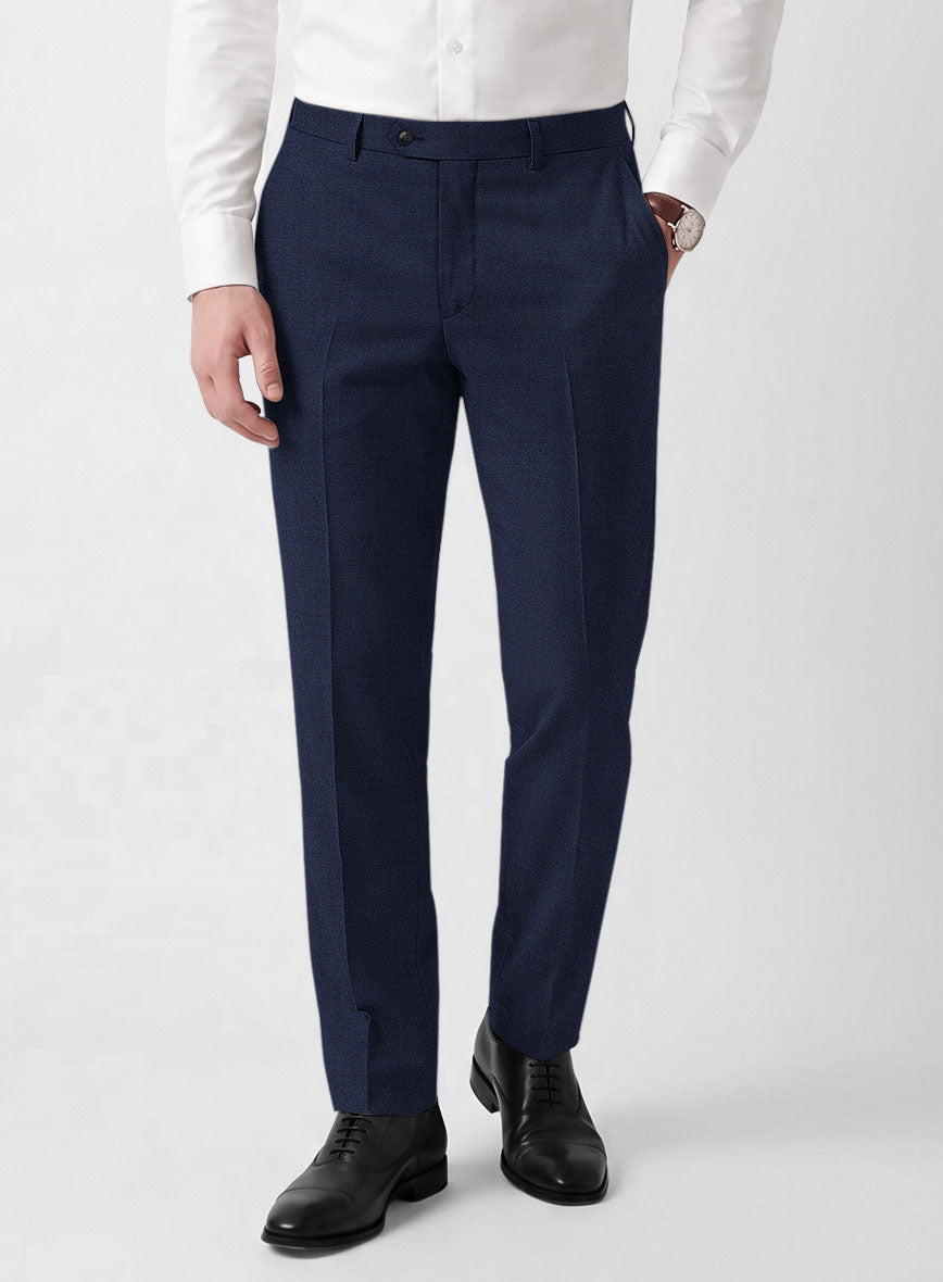 Bristol Dark Midnight Blue Sharkskin Pants - StudioSuits