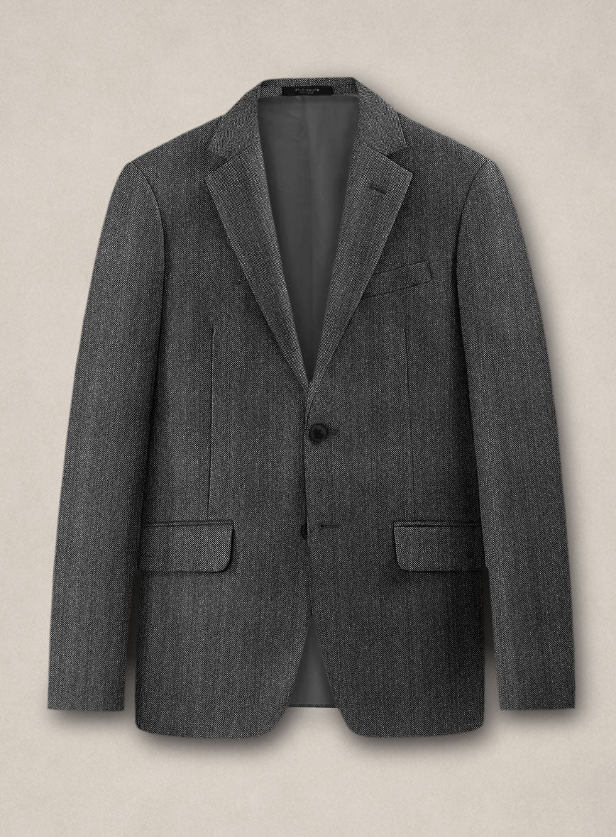 Bristol Ash Gray Herringbone Jacket - StudioSuits