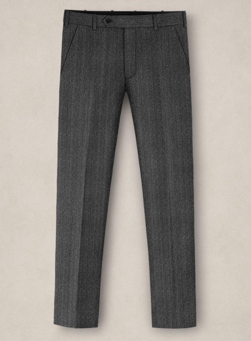 Bristol Ash Gray Herringbone Pants - StudioSuits