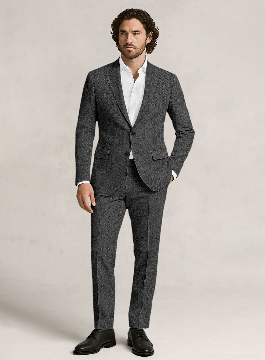 Bristol Ash Gray Herringbone Suit - StudioSuits