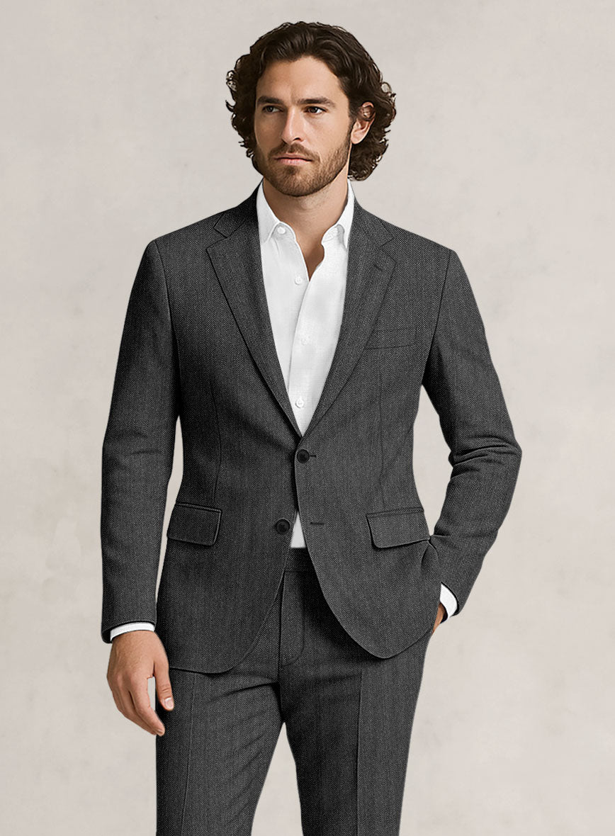 Bristol Ash Gray Herringbone Suit - StudioSuits