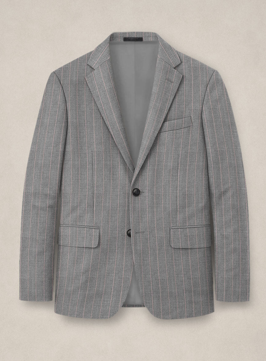 Bristol Ash Gray Rope Stripe Jacket - StudioSuits
