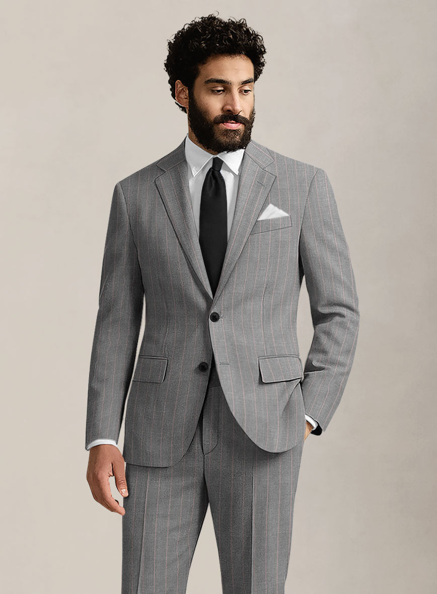 Bristol Ash Gray Rope Stripe Jacket - StudioSuits