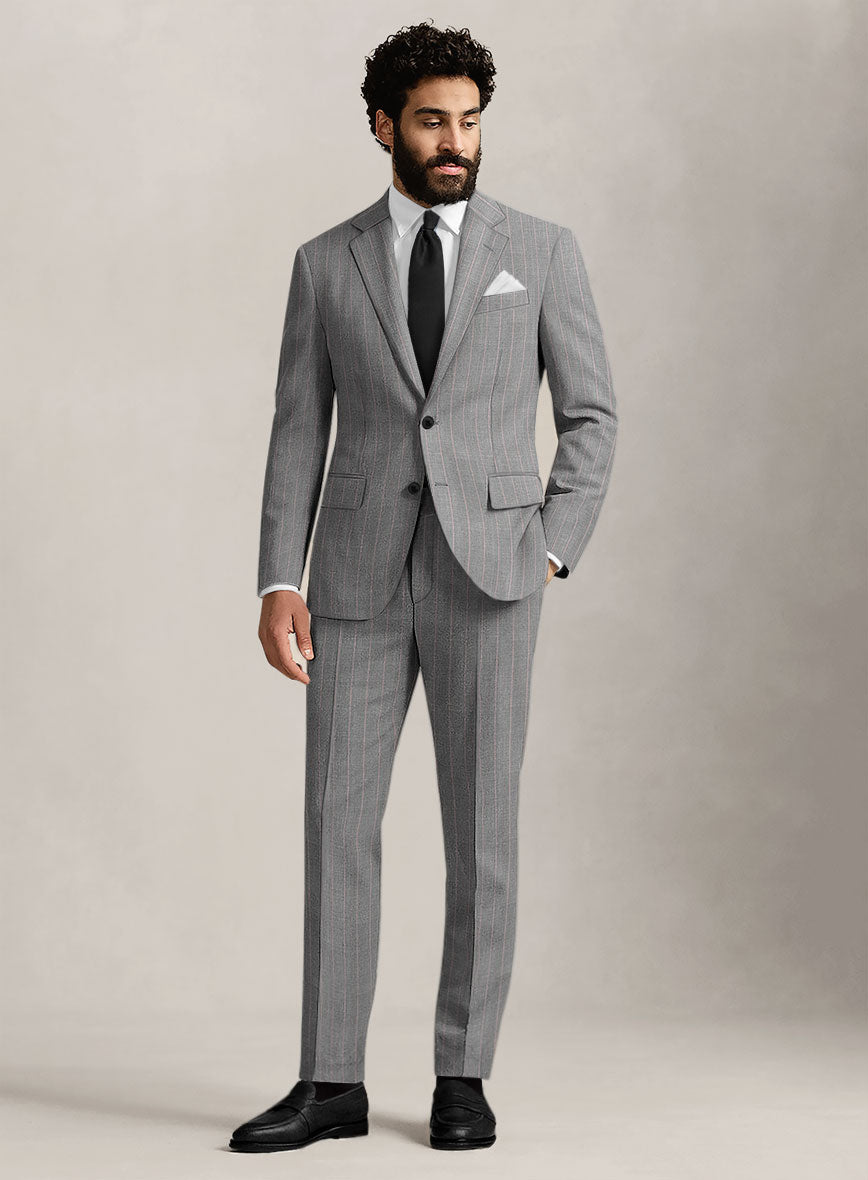 Bristol Ash Gray Rope Stripe Suit - StudioSuits