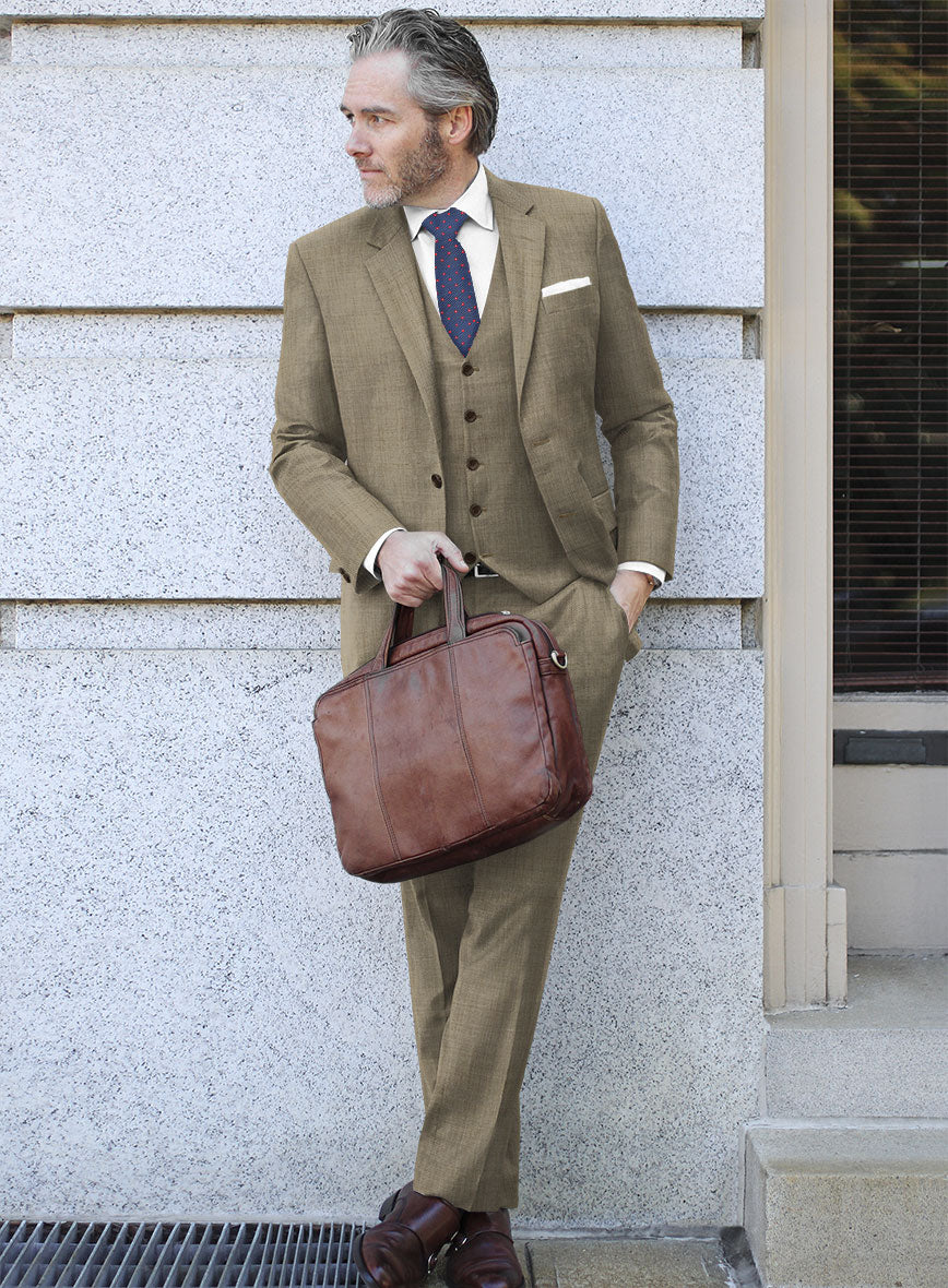 Bristol Beige Sharkskin Suit - StudioSuits
