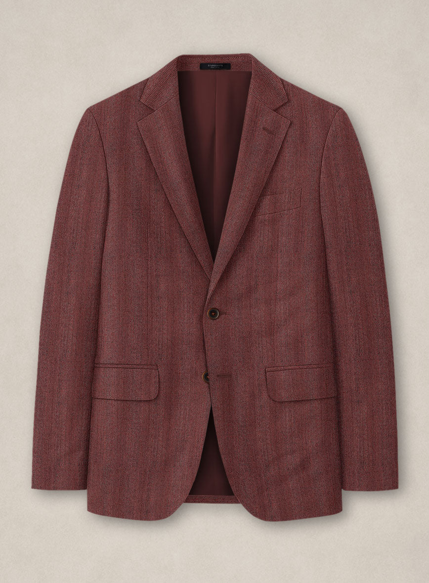 Bristol Burnt Maroon Herringbone Jacket - StudioSuits