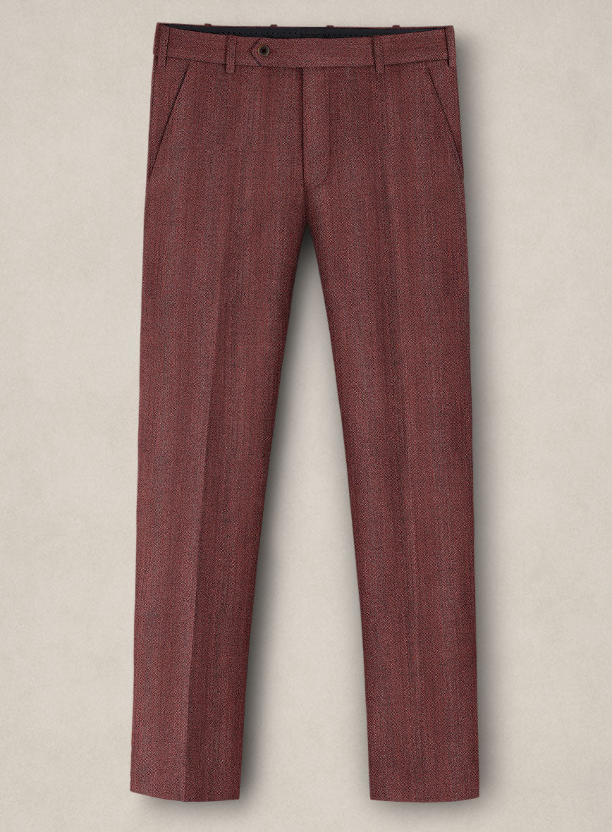 Bristol Burnt Maroon Herringbone Pants - StudioSuits
