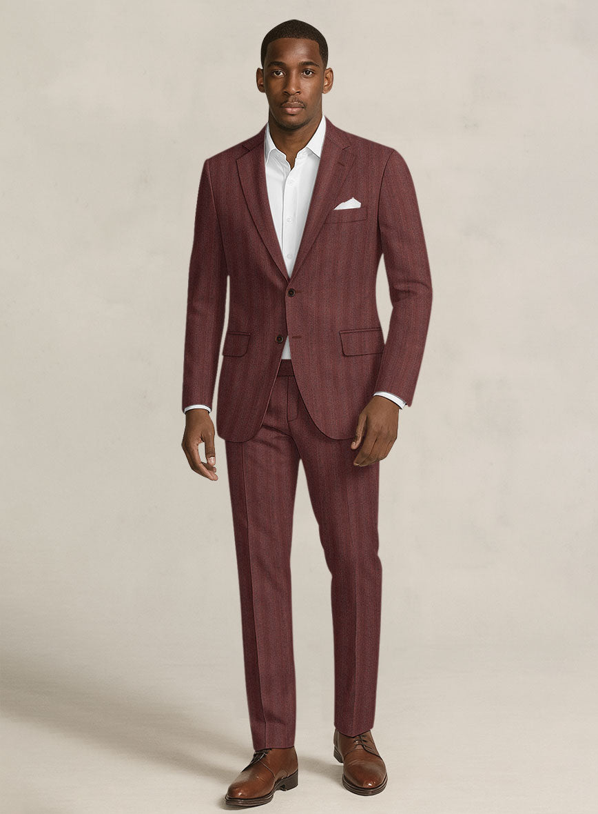 Bristol Burnt Maroon Herringbone Suit - StudioSuits