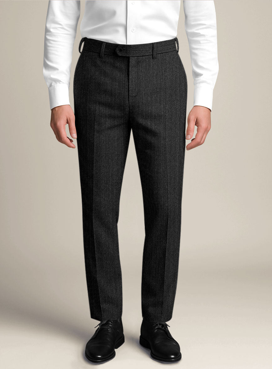 Bristol Carbon Herringbone Pants - StudioSuits