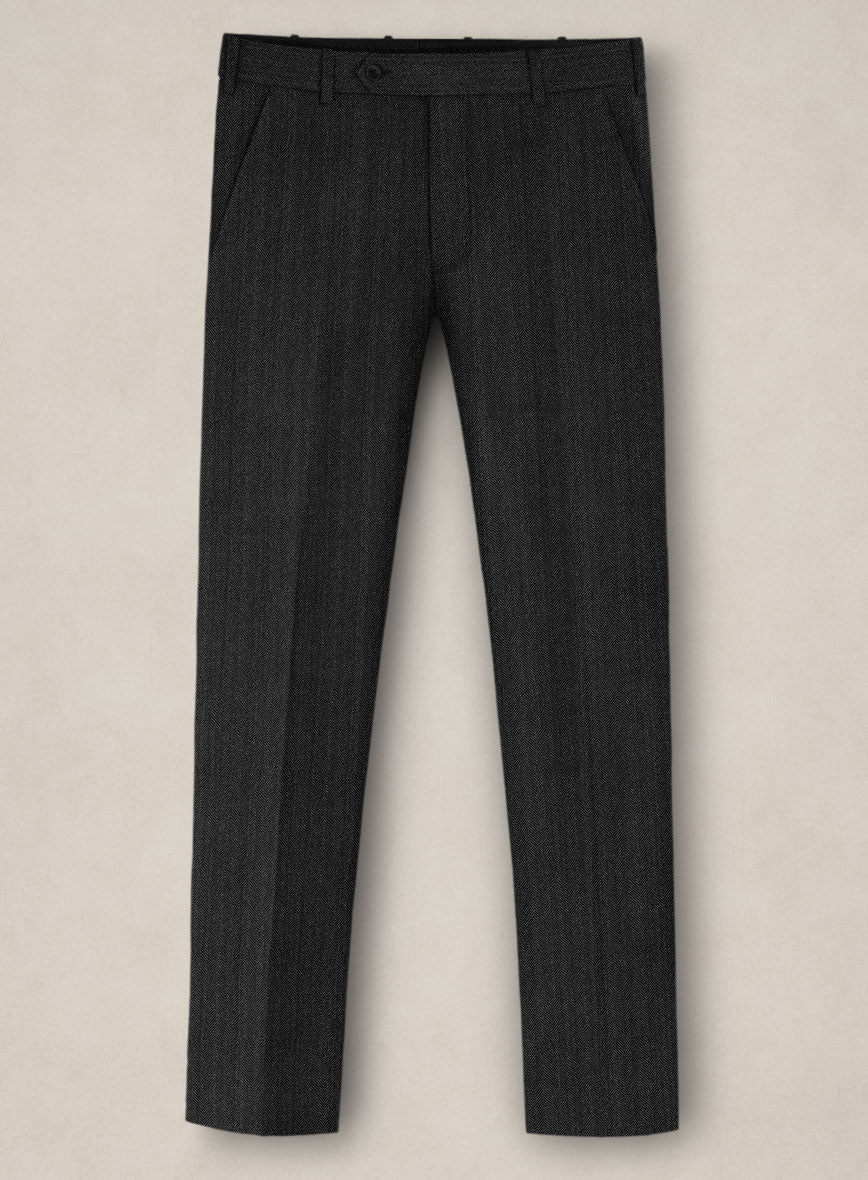 Bristol Carbon Herringbone Pants - StudioSuits