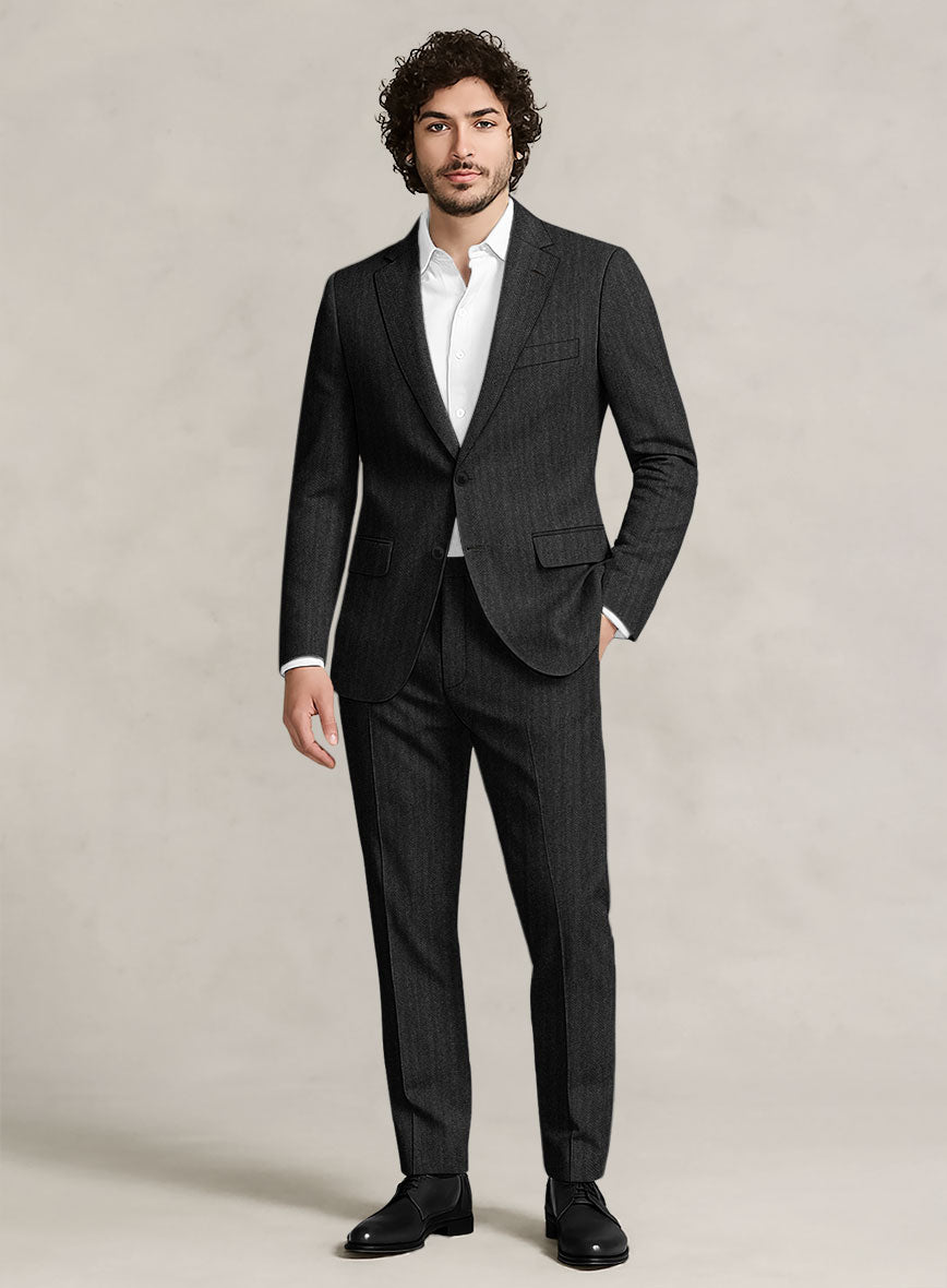 Bristol Carbon Herringbone Suit - StudioSuits