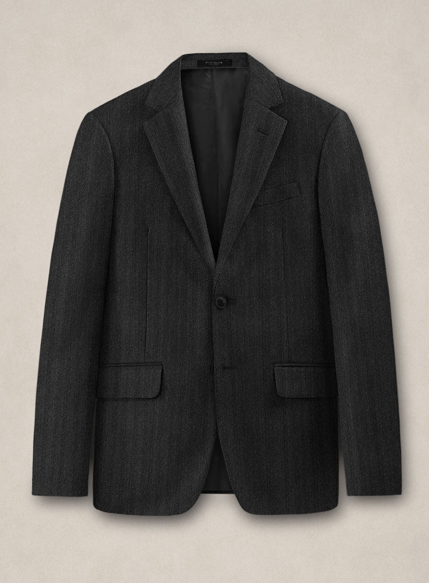 Bristol Carbon Herringbone Suit - StudioSuits