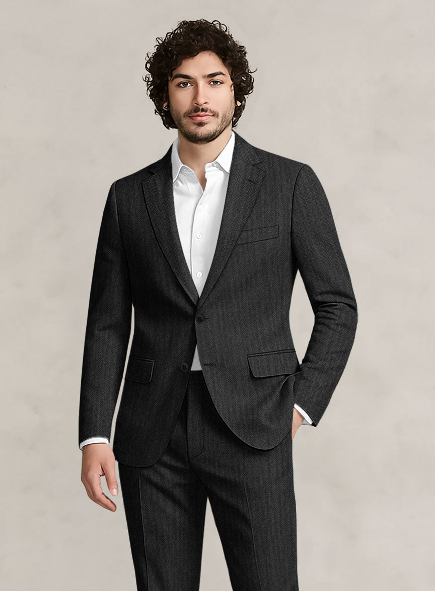 Bristol Carbon Herringbone Suit - StudioSuits