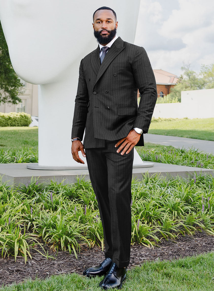 Bristol Charcoal Regal Stripe Double Breasted Suit - StudioSuits