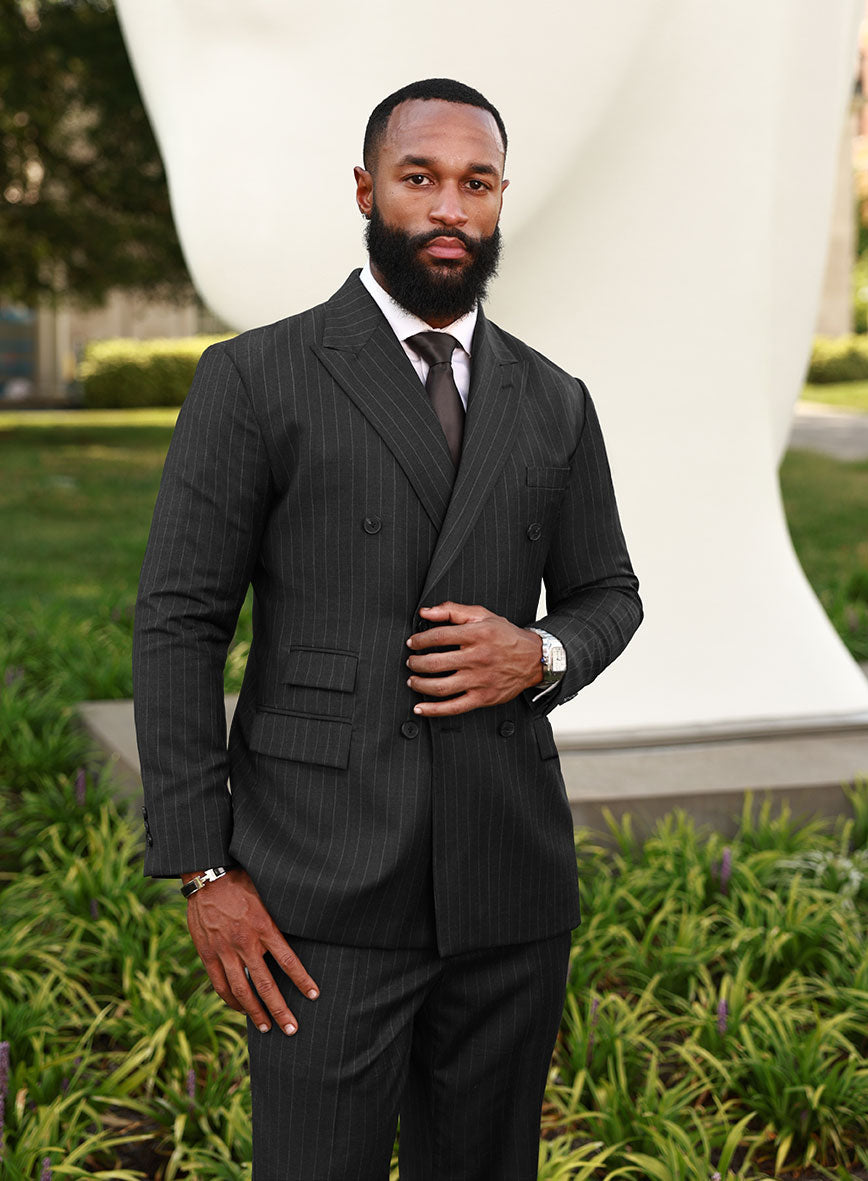 Bristol Charcoal Regal Stripe Double Breasted Suit - StudioSuits