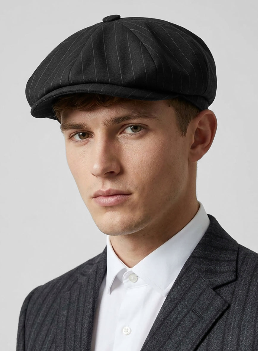 Thomas Shelby Peaky Blinders Charcoal Wool Newsboy Cap - StudioSuits