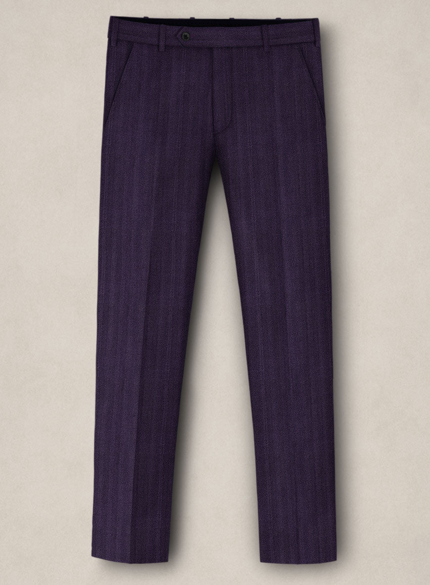 Bristol Eggplant Herringbone Pants - StudioSuits