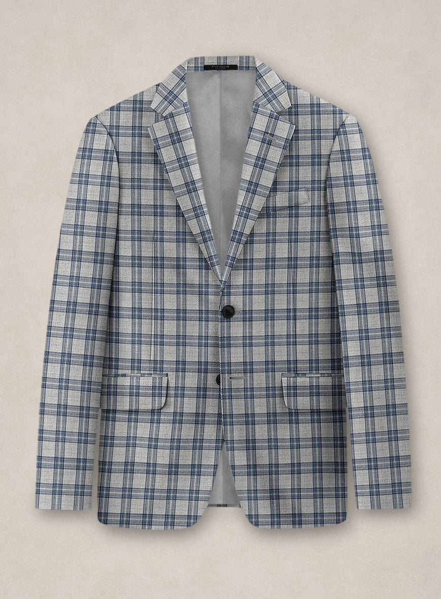 Bristol Gray Blue Check Jacket - StudioSuits