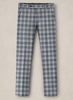 Bristol Gray Blue Check Pants - StudioSuits