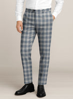 Bristol Gray Blue Check Pants - StudioSuits