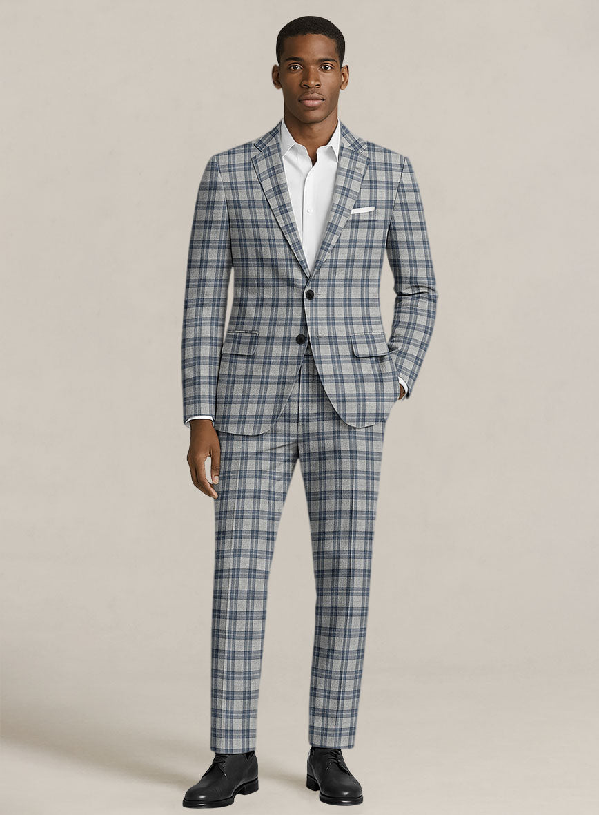 Bristol Gray Blue Check Suit - StudioSuits