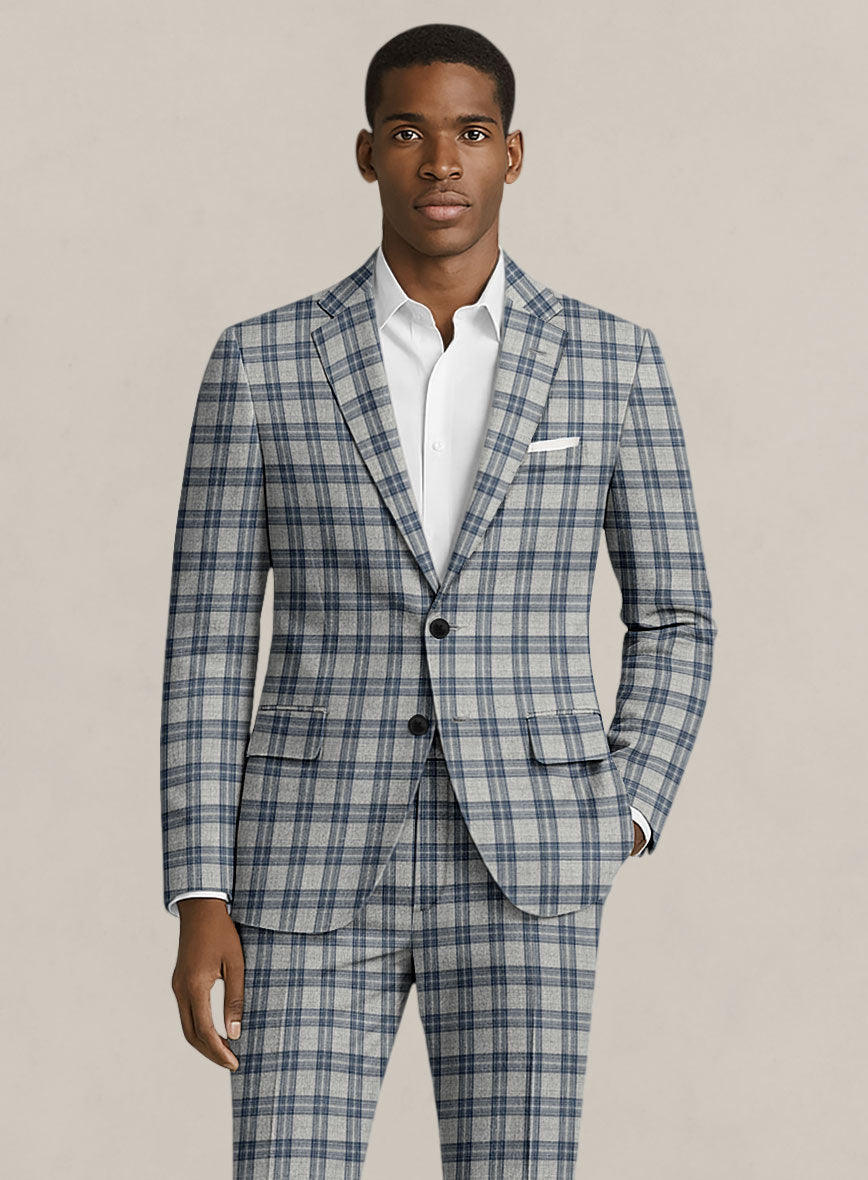 Bristol Gray Blue Check Suit - StudioSuits