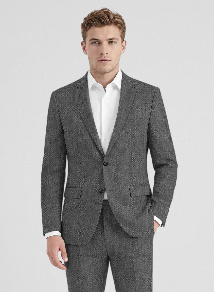 Bristol Gray Herringbone Suit - StudioSuits