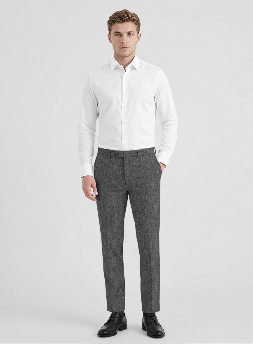 Bristol Gray Herringbone Pants - StudioSuits