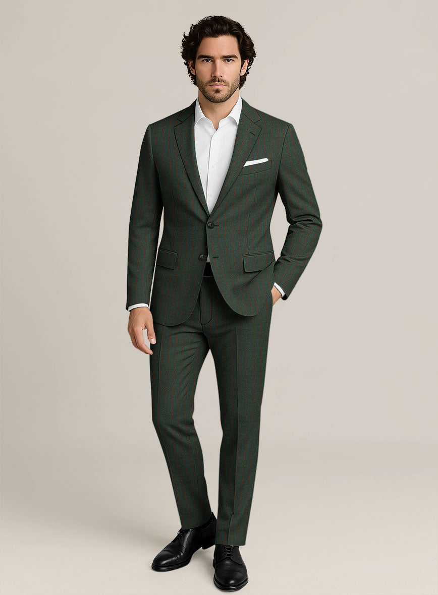 Bristol Green Rope Stripe Suit - StudioSuits