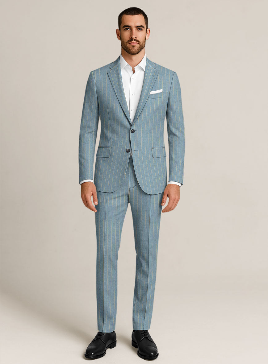 Bristol Ice Blue Rope Stripe Suit - StudioSuits