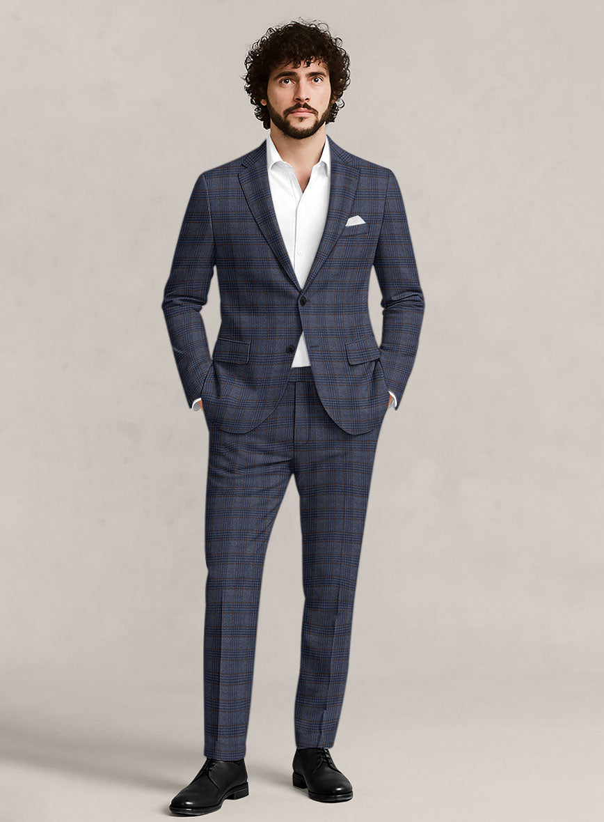 Bristol Indaco Blue Check Suit - StudioSuits