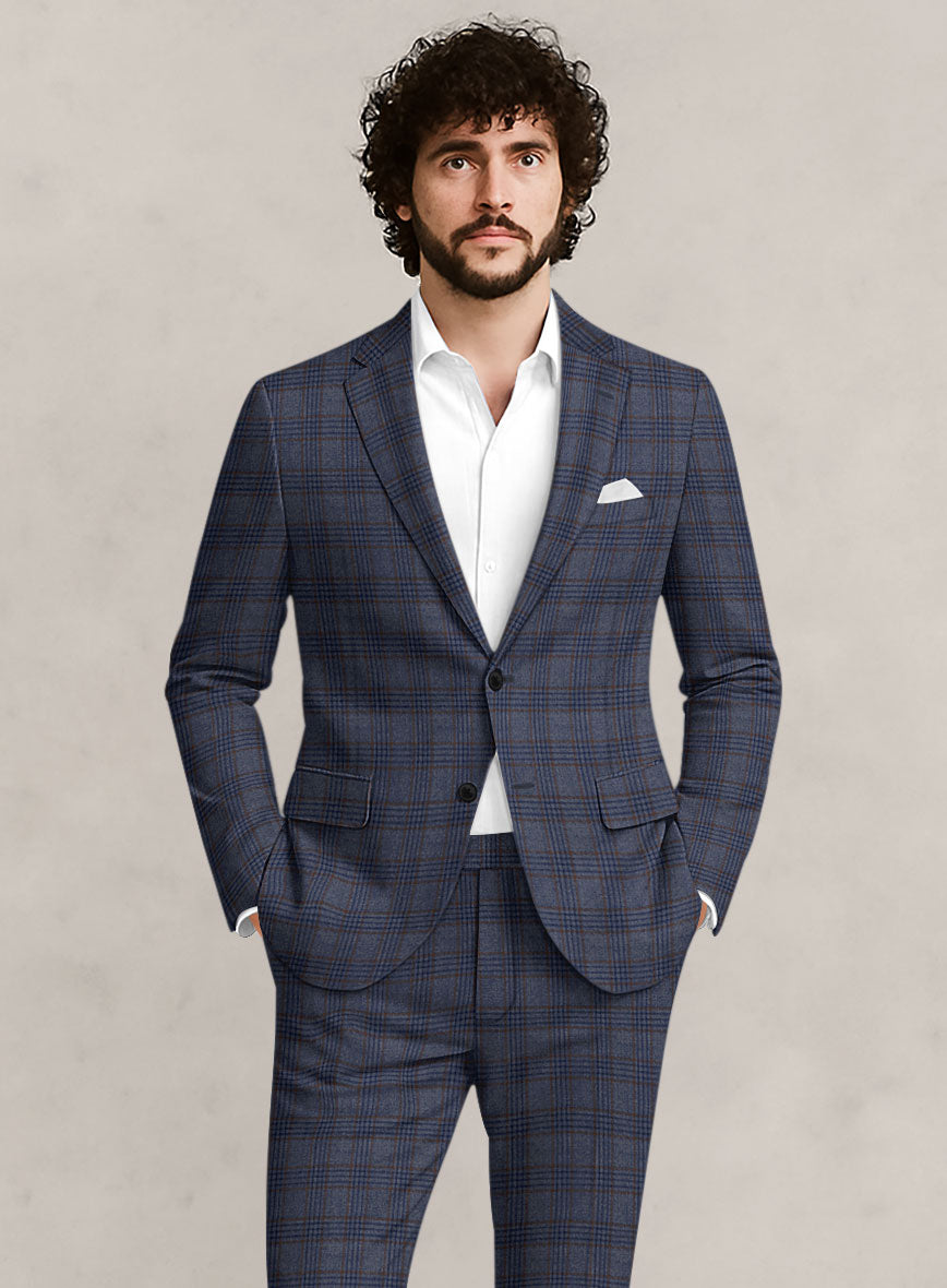 Bristol Indaco Blue Check Suit - StudioSuits
