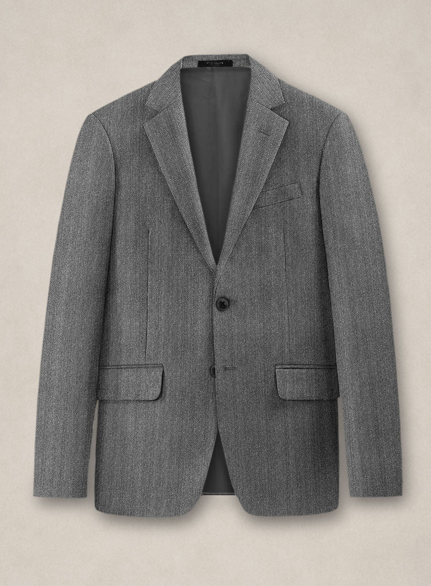 Bristol Light Gray Herringbone Jacket - StudioSuits