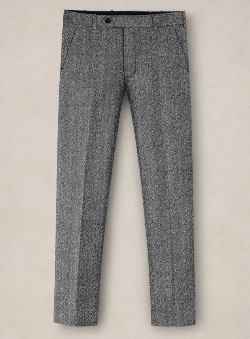 Bristol Light Gray Herringbone Pants - StudioSuits