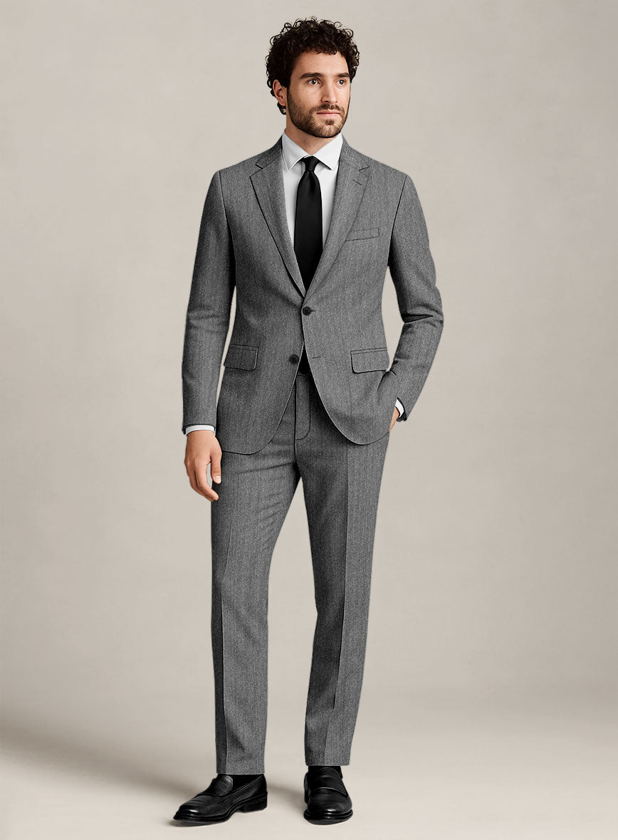 Bristol Light Gray Herringbone Suit - StudioSuits