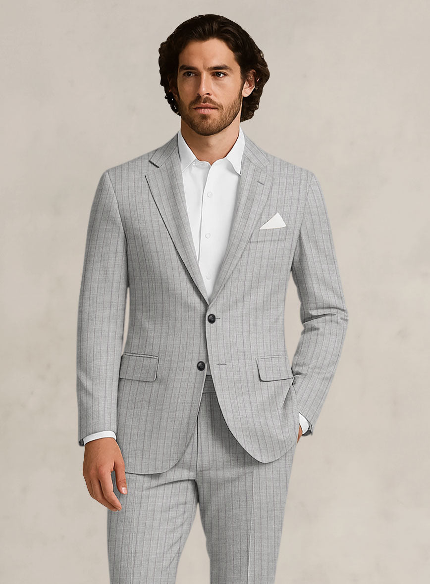 Bristol Light Gray Pinstripe Jacket - StudioSuits